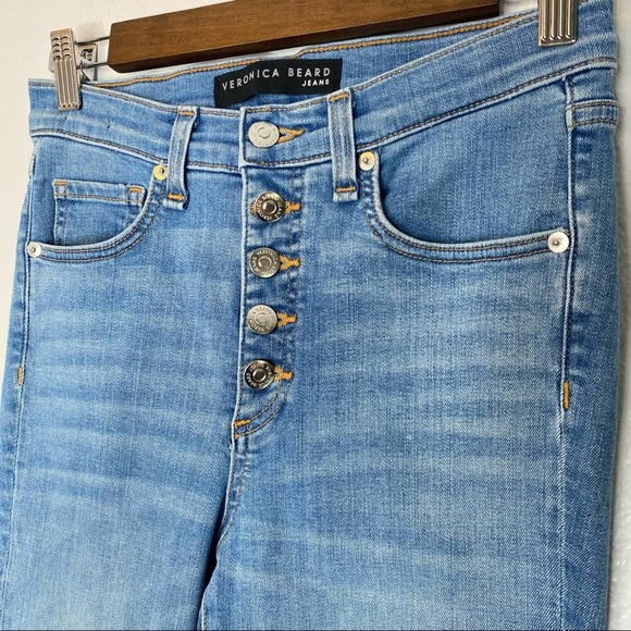 VERONICA BEARD Debbie Frayed Crop Skinny Jeans In Ocean Blue - Picture 8 of 8